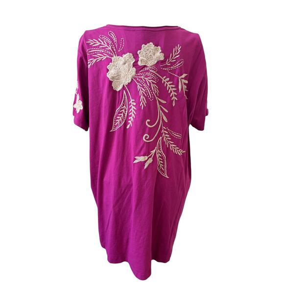 NWT Johnny Was Frankie Tee Pink Floral Embroidered Size XL - Picture 4 of 7